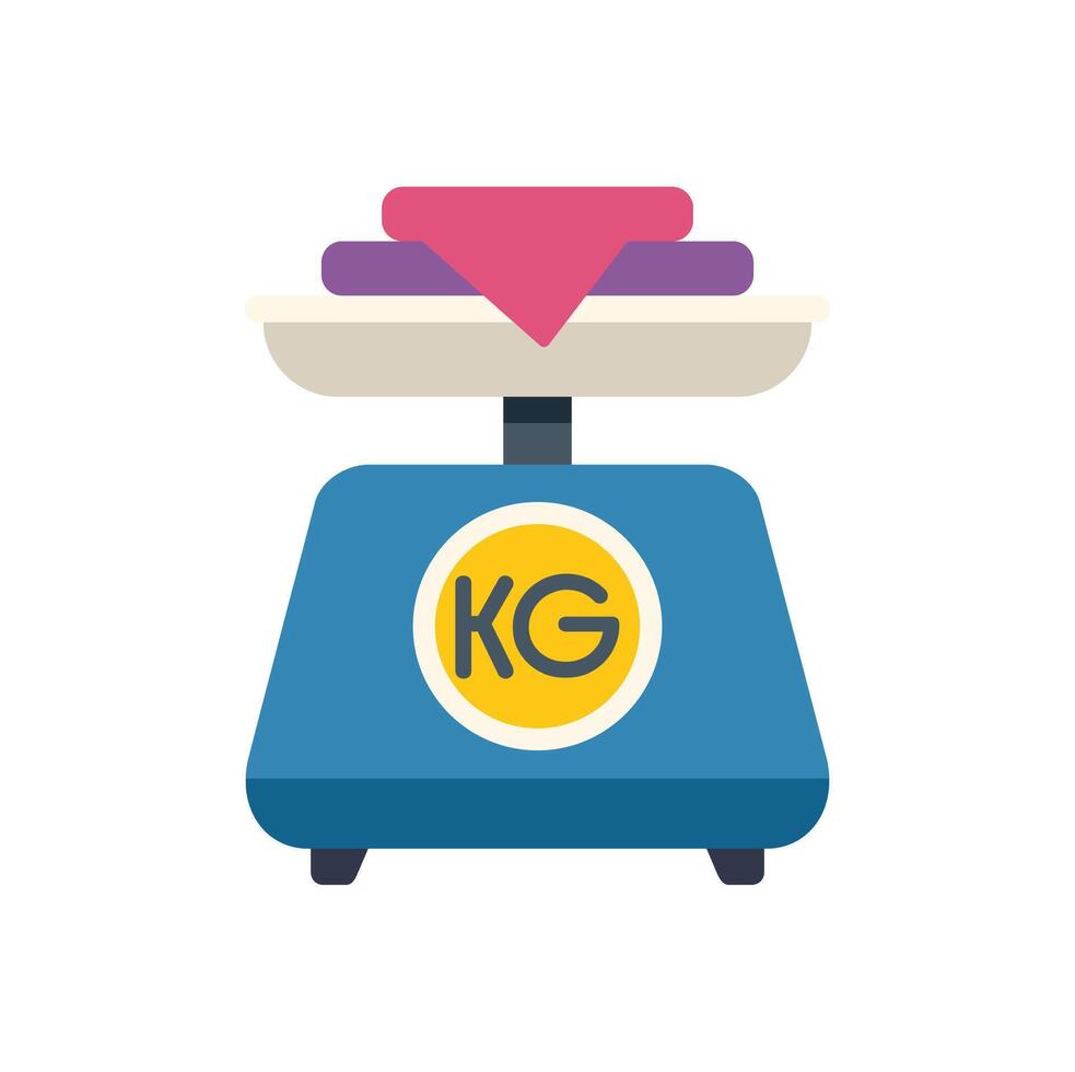 Blue scale measuring weight in kilograms with fabric on top vector