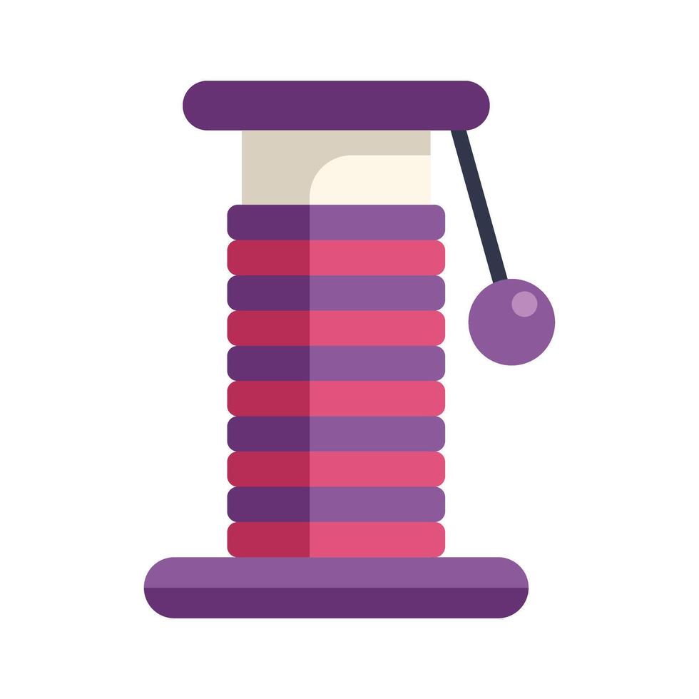 Tall modern cat scratching post with hanging ball toy icon vector