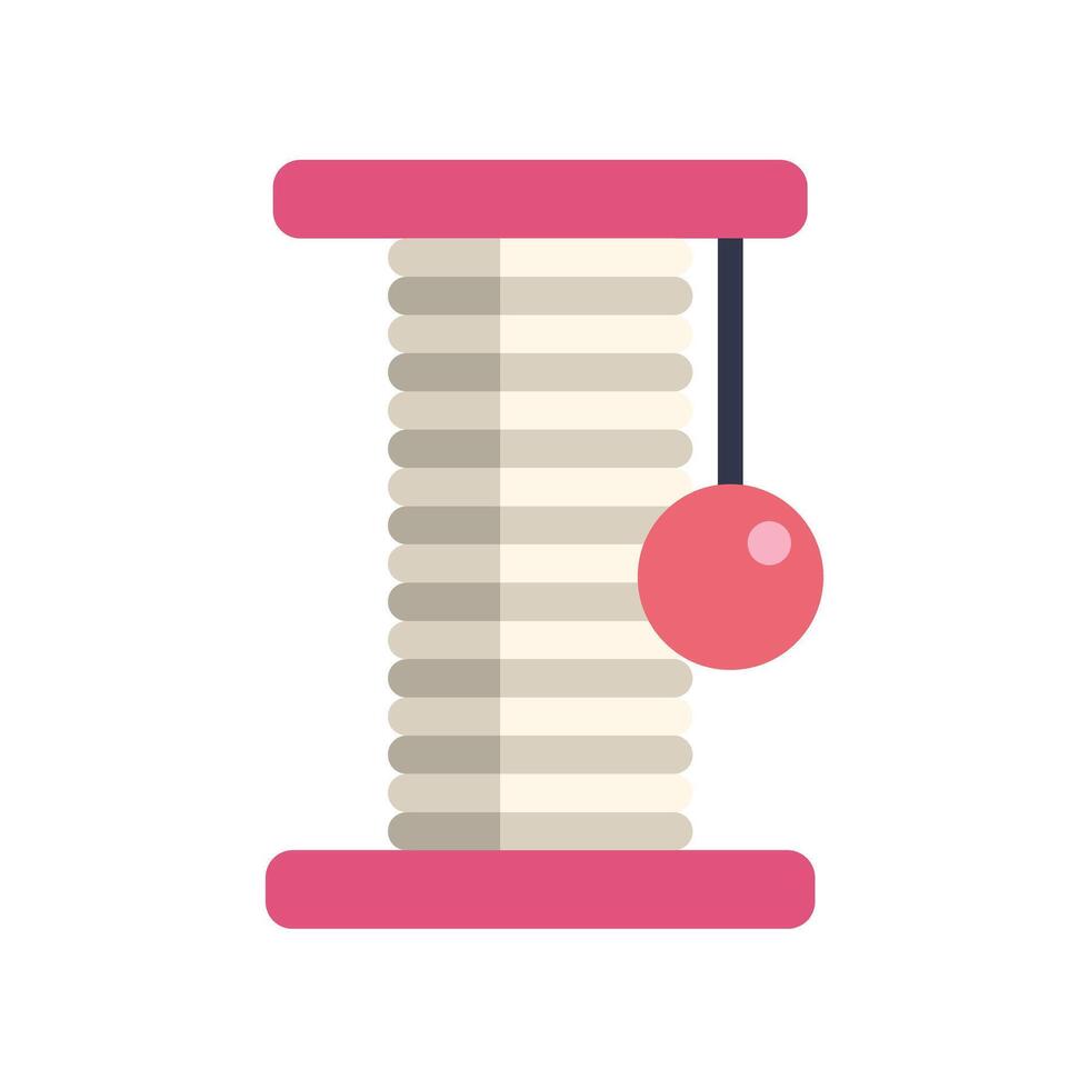 Pink cat scratching post with hanging ball for playful kittens vector