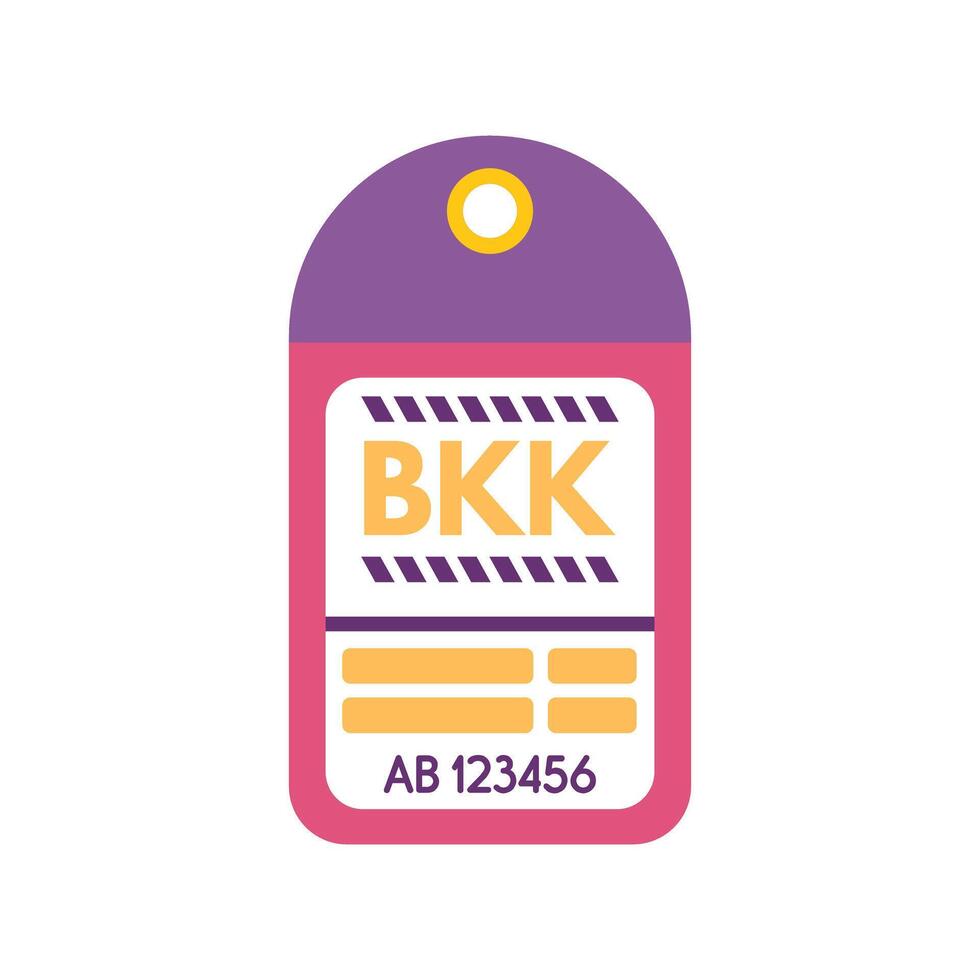 Luggage tag showing destination as bkk thailand airport on white background vector