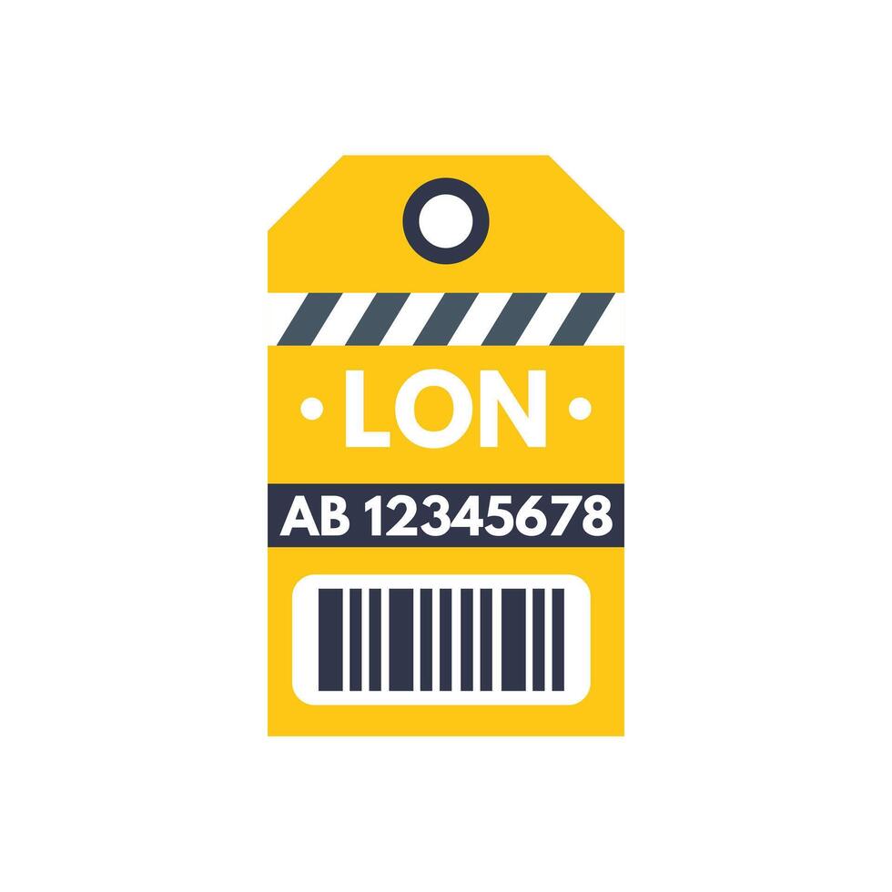 Luggage tag showing city code lon and barcode for travel vector