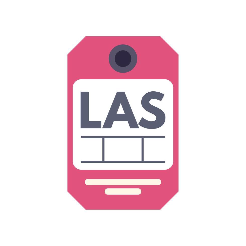 Pink luggage tag featuring las airport code on white background vector