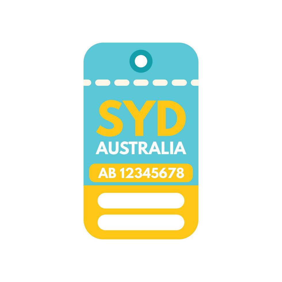 Sydney australia airport luggage tag identifying baggage belonging to passenger vector