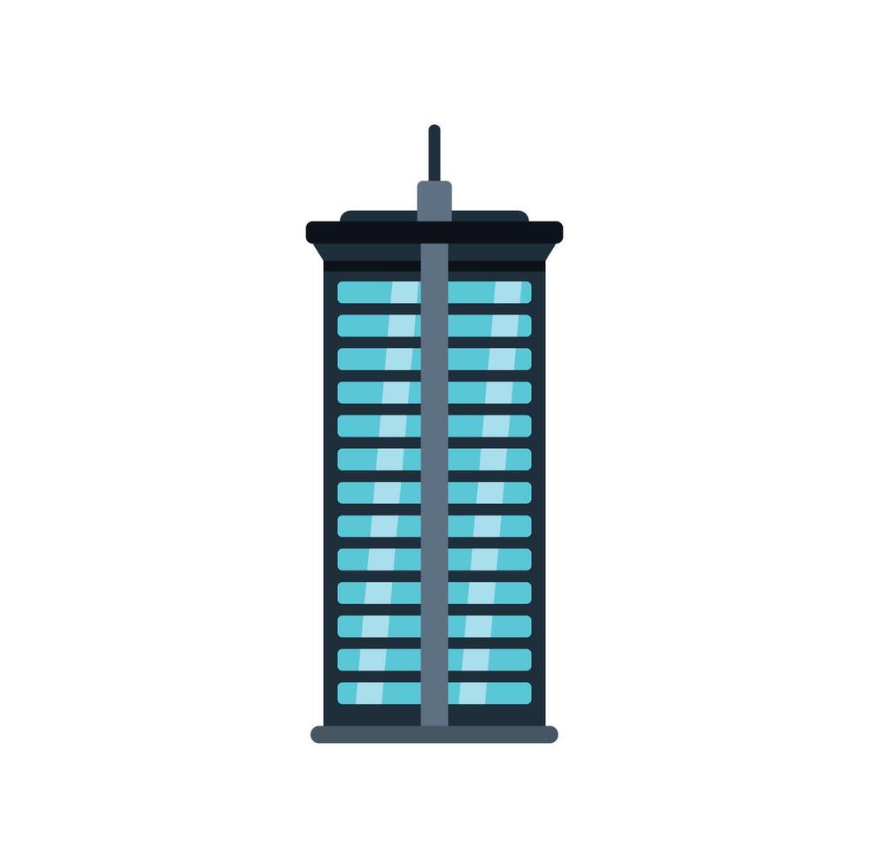 Modern skyscraper building soaring high into the urban skyline vector