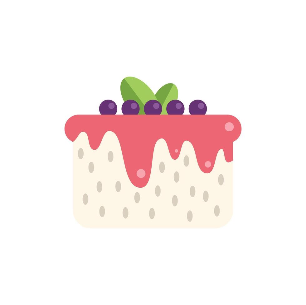 Delicious cake with berries and pink icing dripping down sides vector