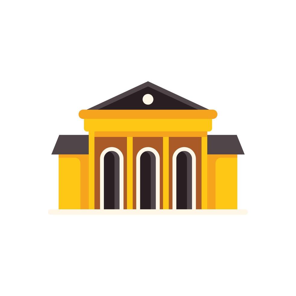 Big city hall building with columns facade standing on square vector