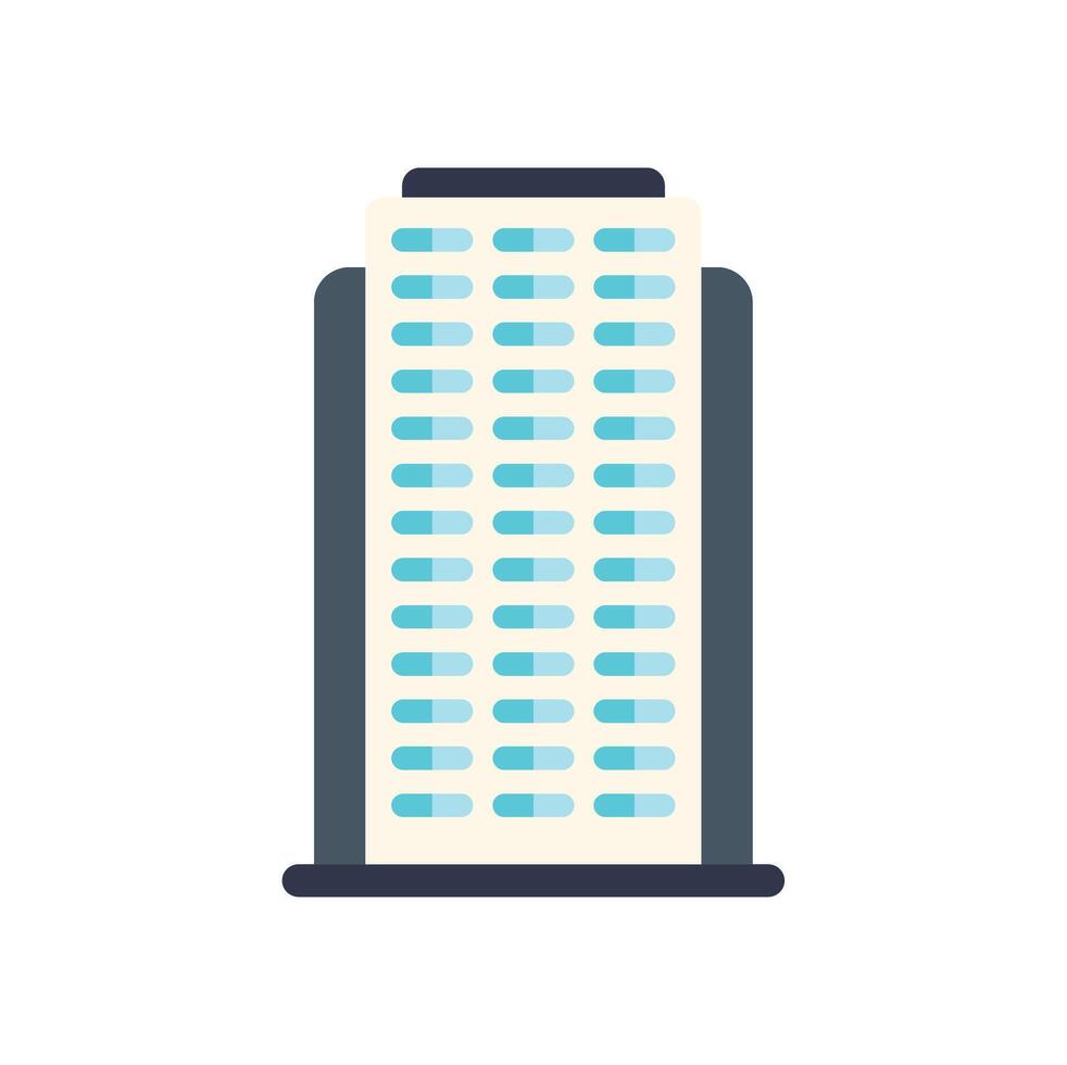 Modern office building skyscraper facade with windows reflecting blue sky vector
