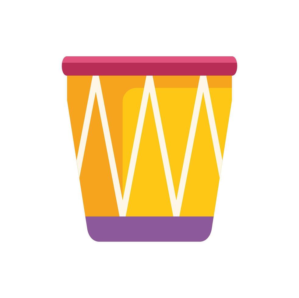 Yellow drum with geometric pattern making music vector