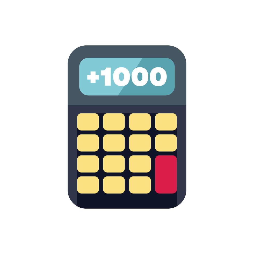 Calculator displaying the number one thousand on a white background vector