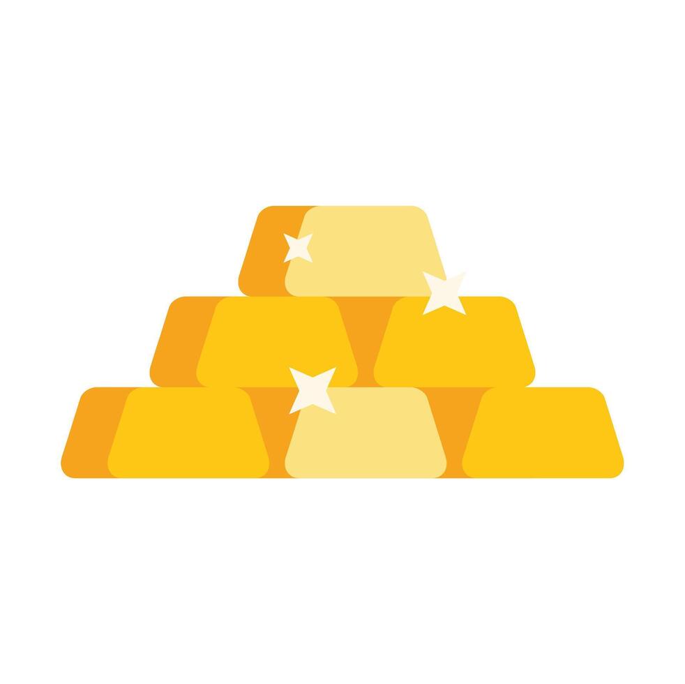 Stack of gold bars is shining brightly with sparkling stars vector