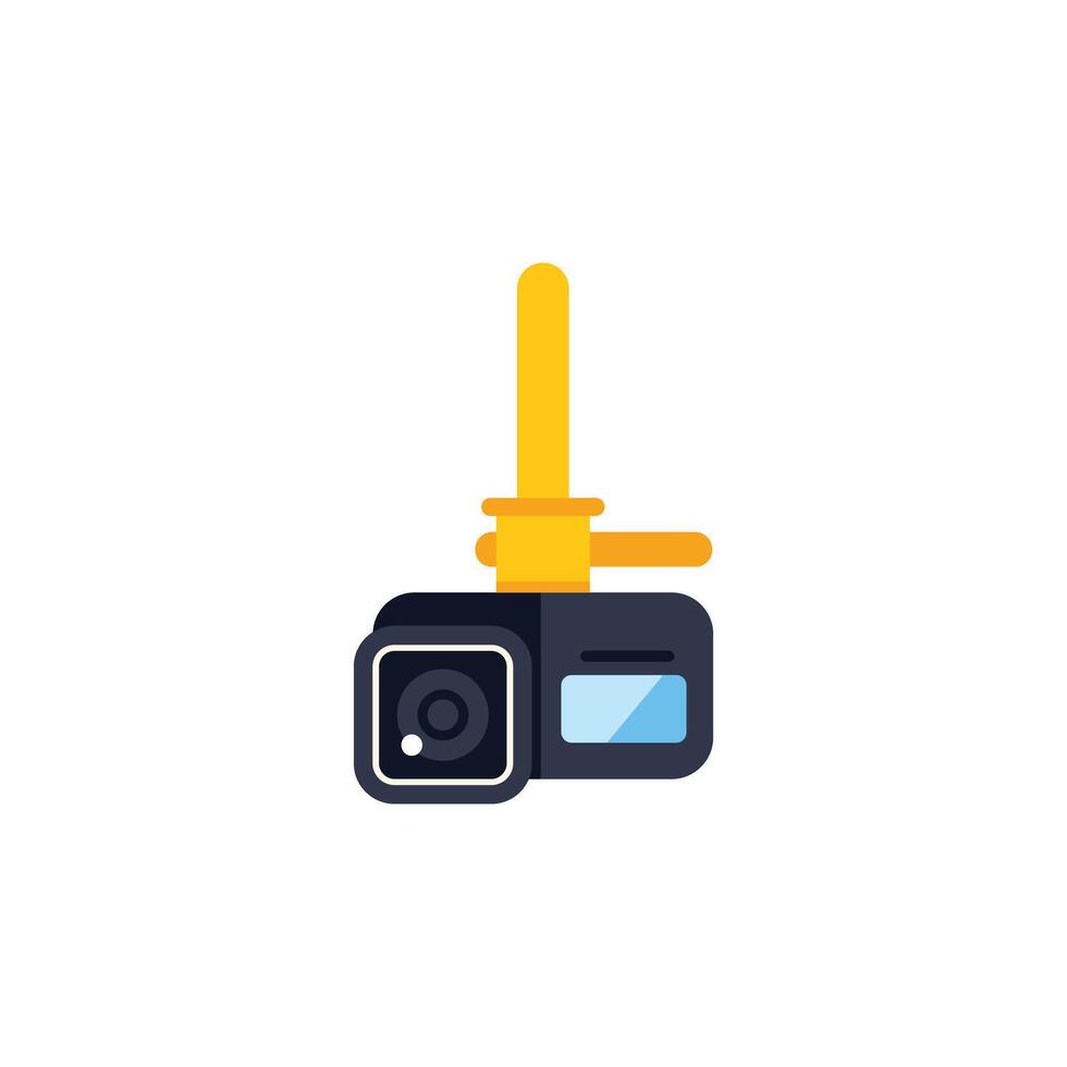 Action camera with selfie stick capturing extreme moments vector