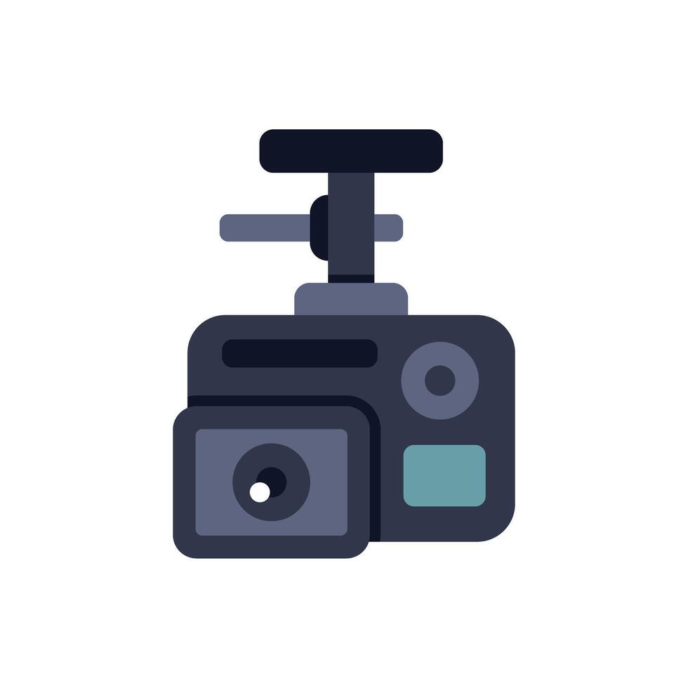 Dashcam with suction cup mount recording road traffic vector