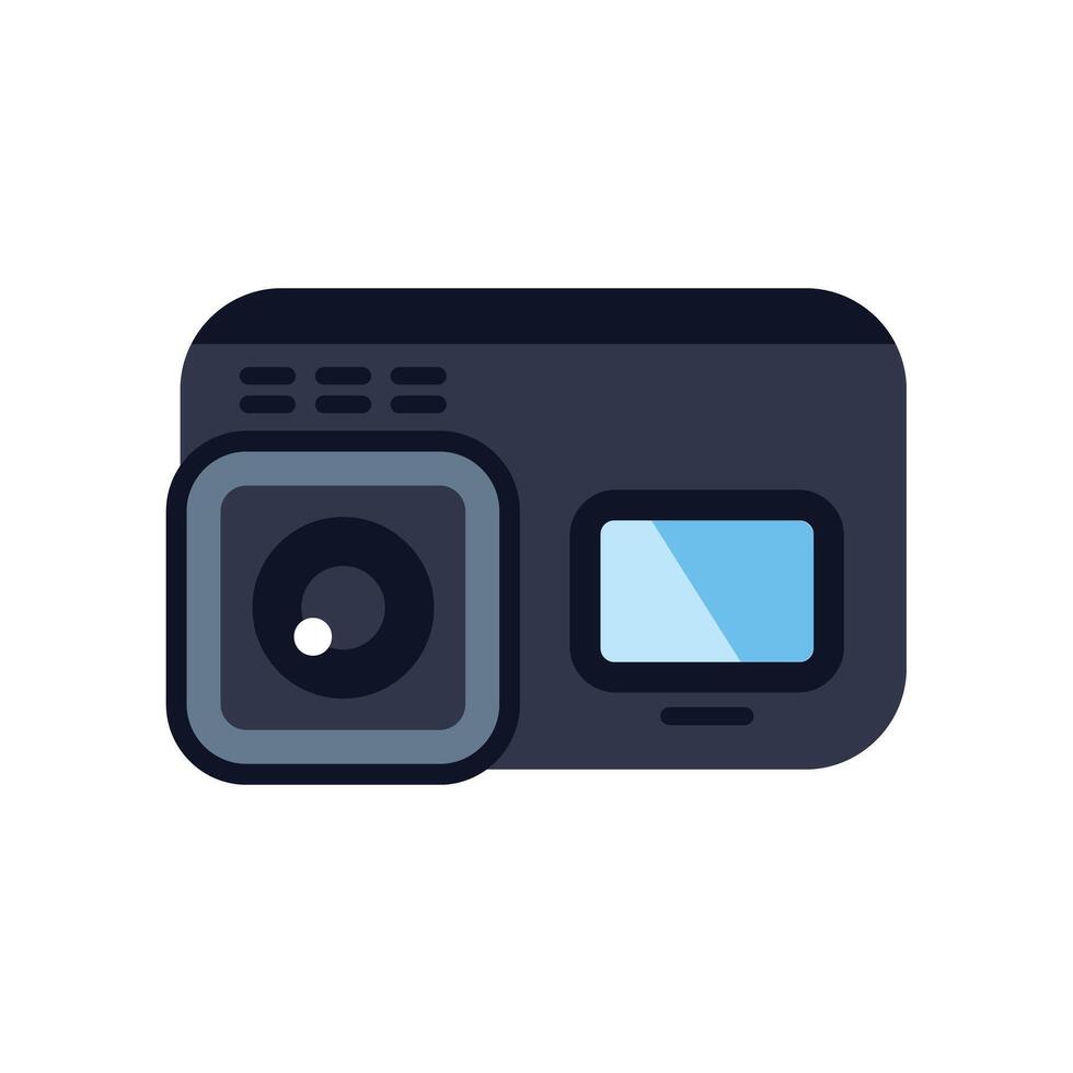 Digital action camera showing lens and screen vector