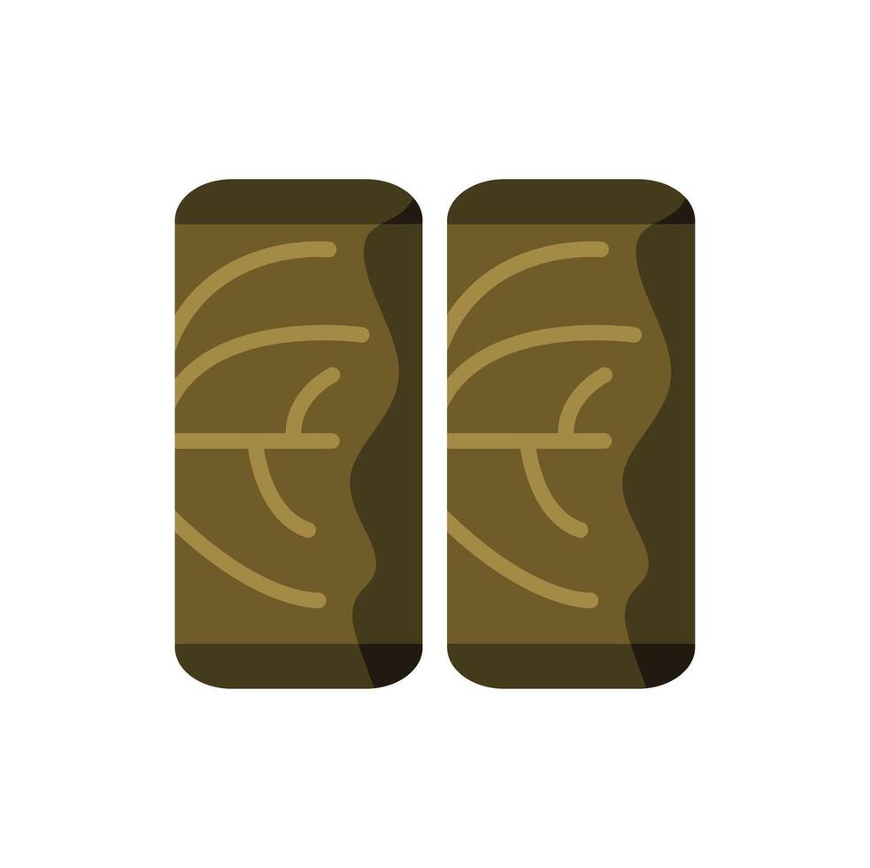 Two dolmades stuffed grape leaves showing middle eastern food vector