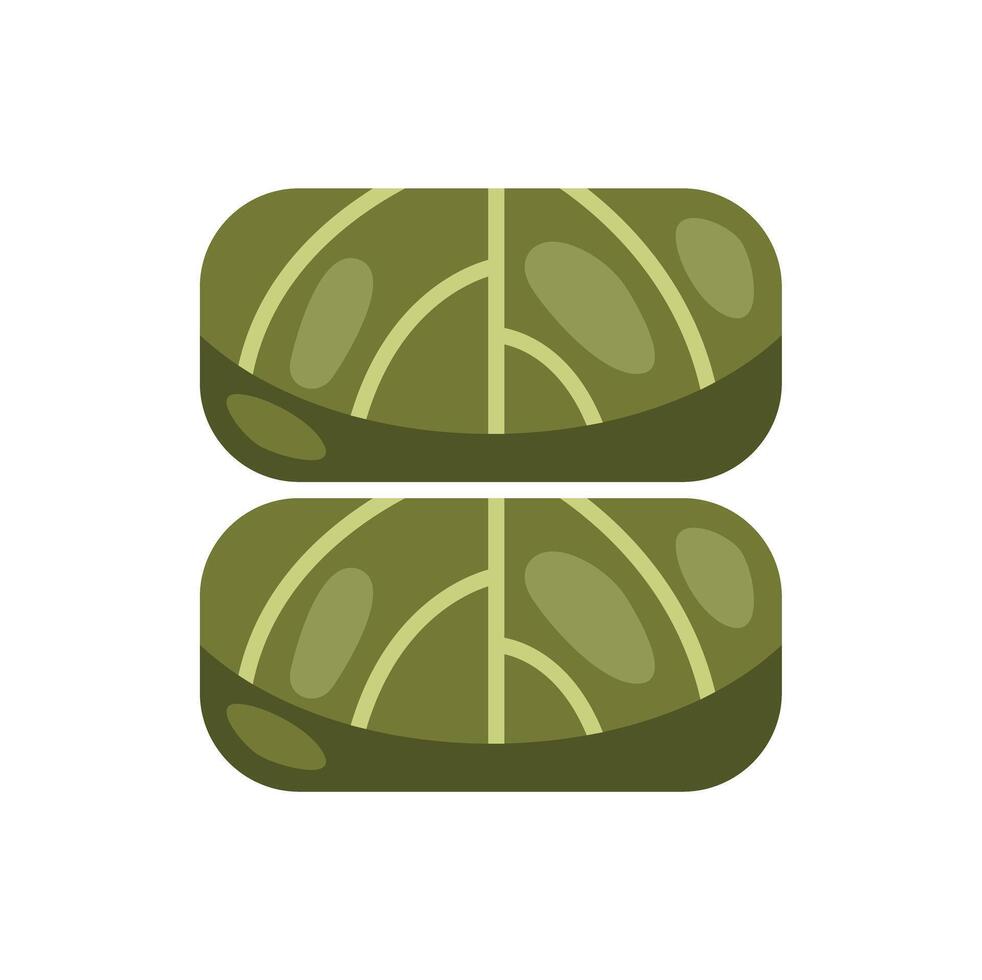 Two dolma wrapped with grape leaves presenting a traditional dish vector
