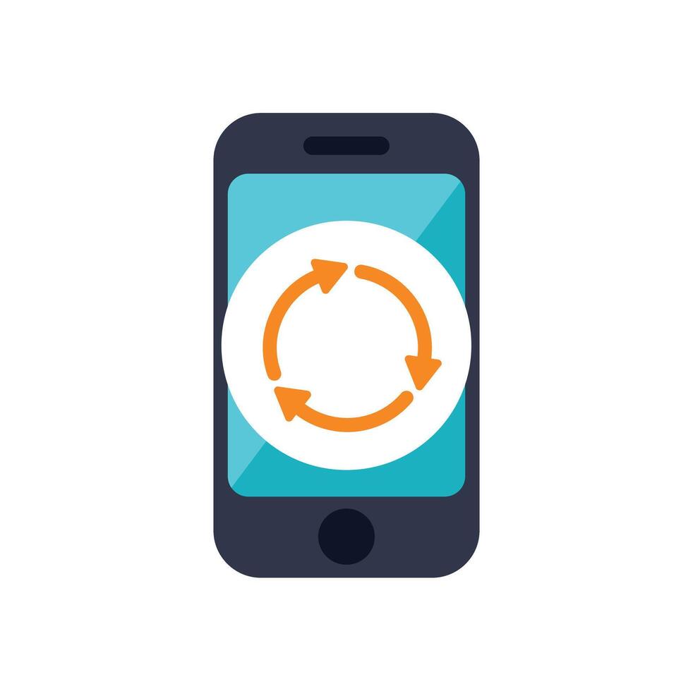 Smartphone showing update or synchronization process vector