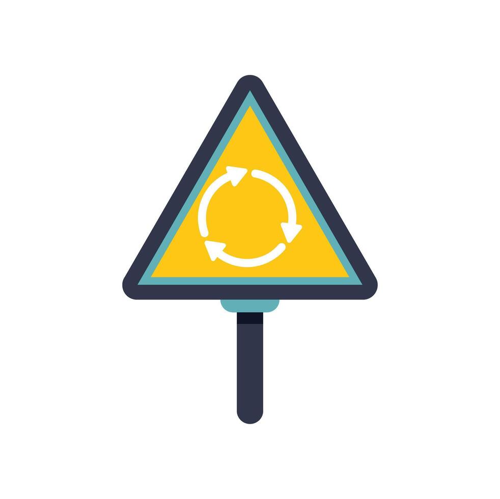Yellow traffic sign representing roundabout intersection vector