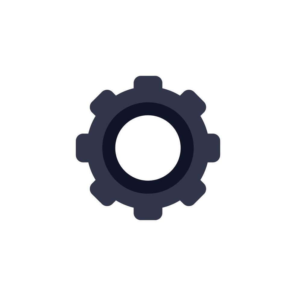 Dark blue cogwheel rotating on white background vector