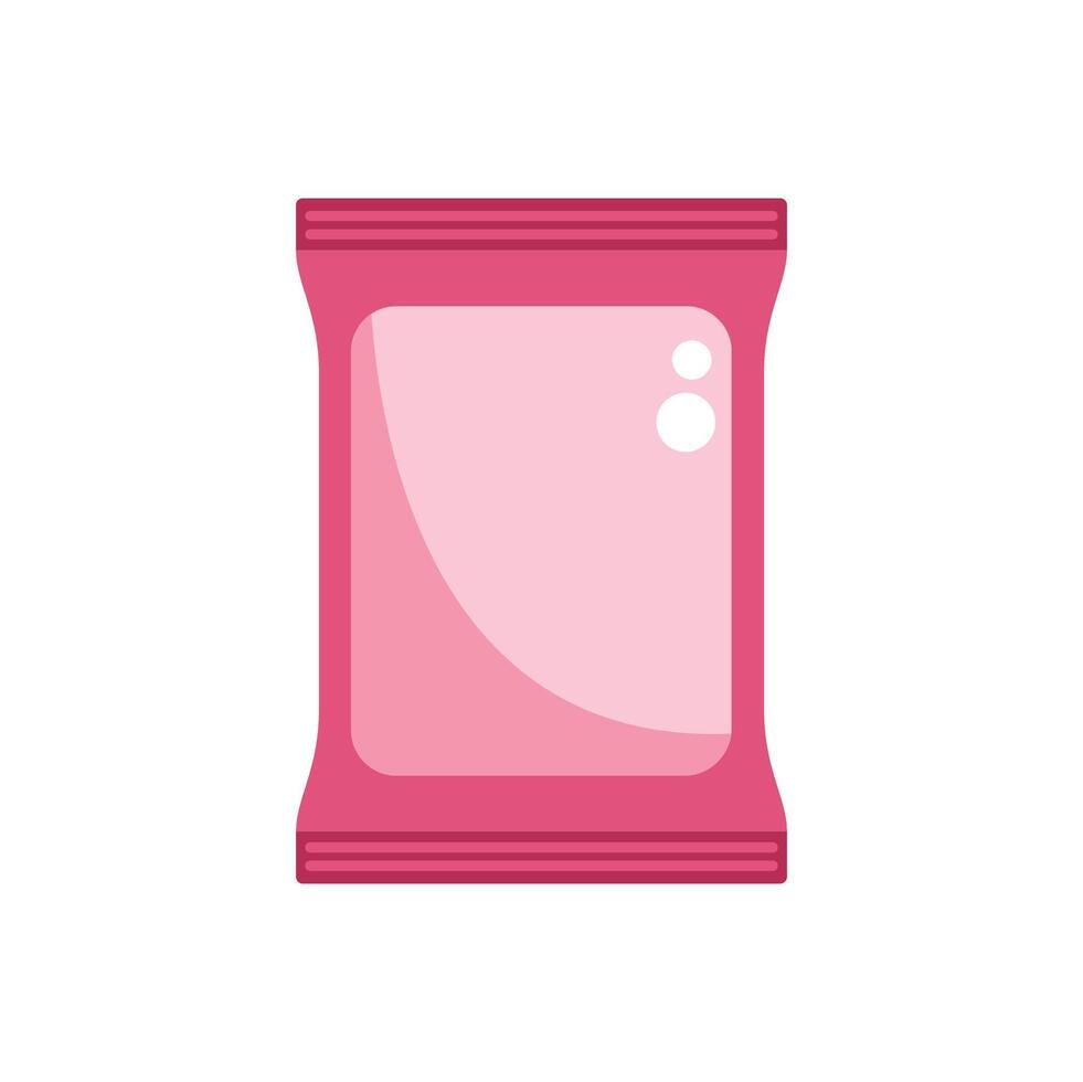 Blank pink wet wipes flow pack packaging vector