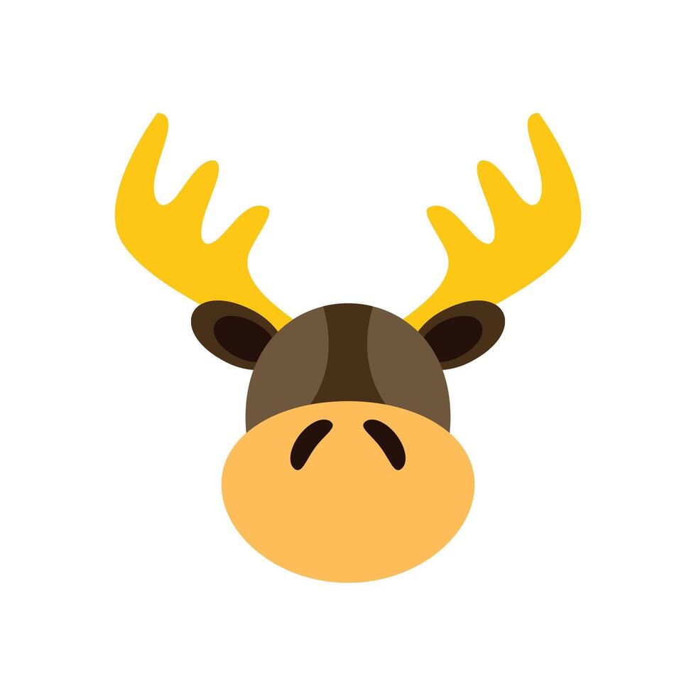 Cute moose face cartoon character looking forward vector