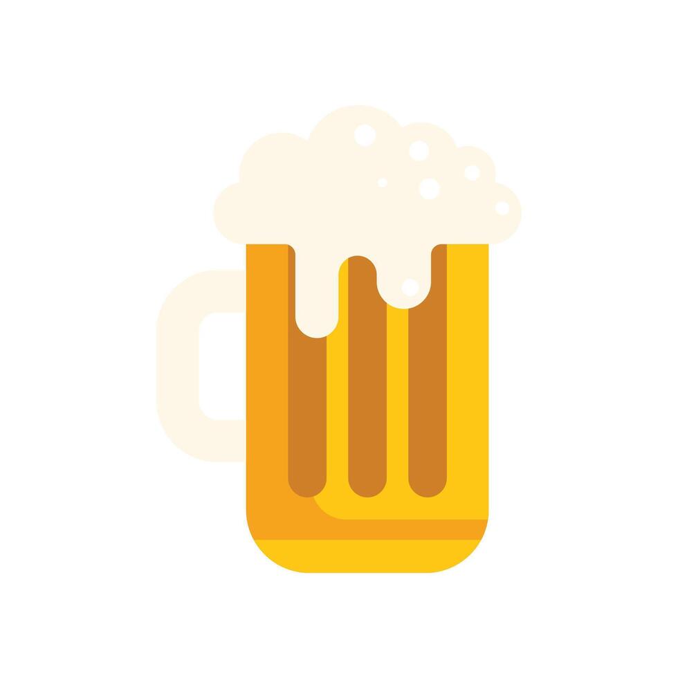 Overflowing beer glass with foam minimalist illustration vector