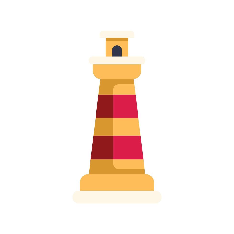 Tall red and yellow lighthouse signaling with bright light beam vector