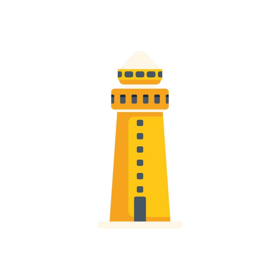 Yellow lighthouse guiding ships with its powerful beam of light vector