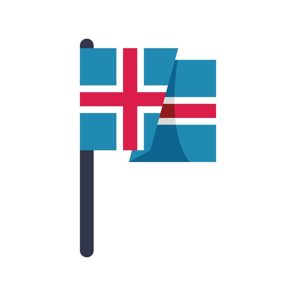 Icelandic flag waving in the wind on white background vector