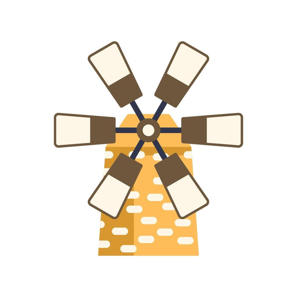 Traditional windmill rotating and producing energy vector