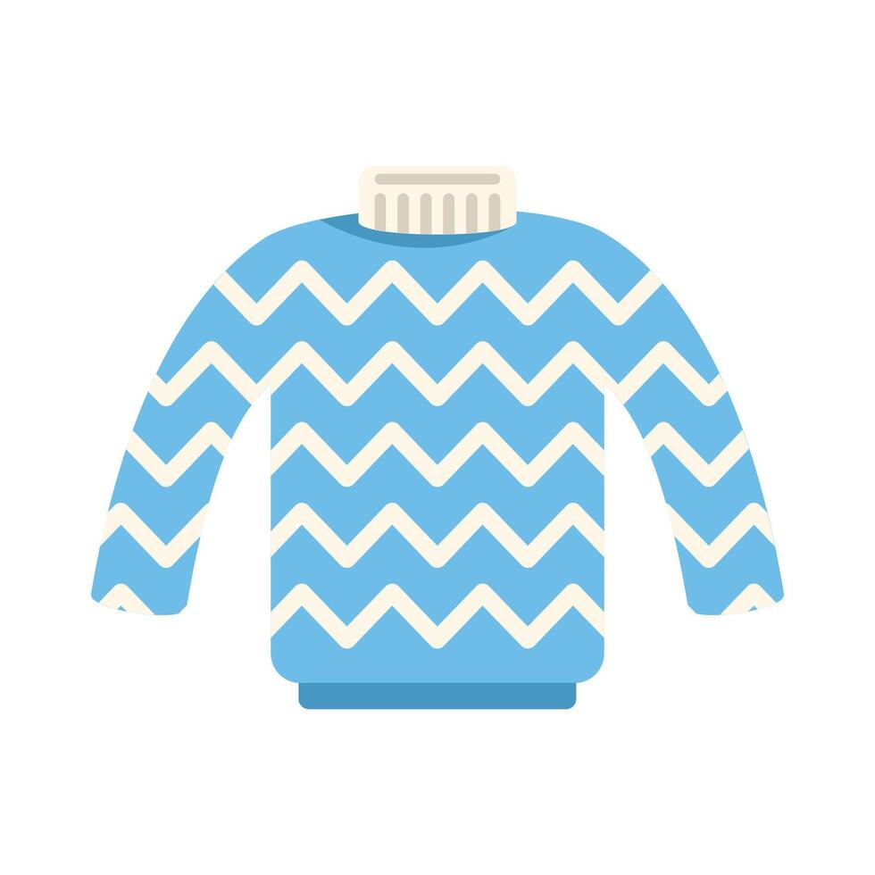 Blue sweater featuring white zigzag stripes on white background vector