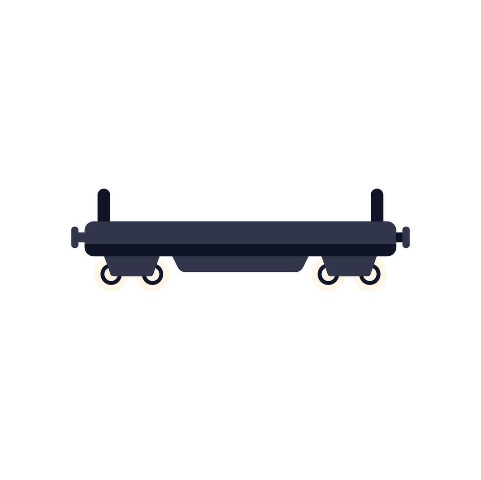 Empty freight railcar waggon standing on railway tracks vector