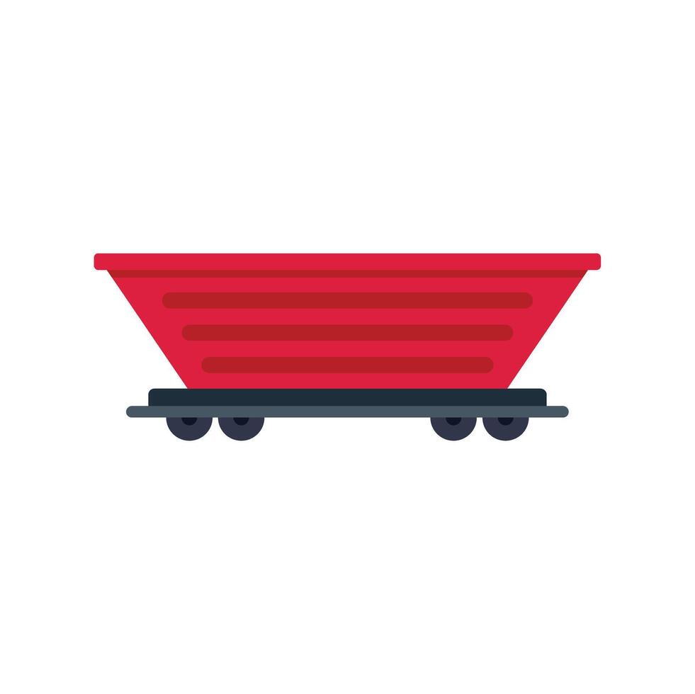 Mining cart with metal body standing on rails vector