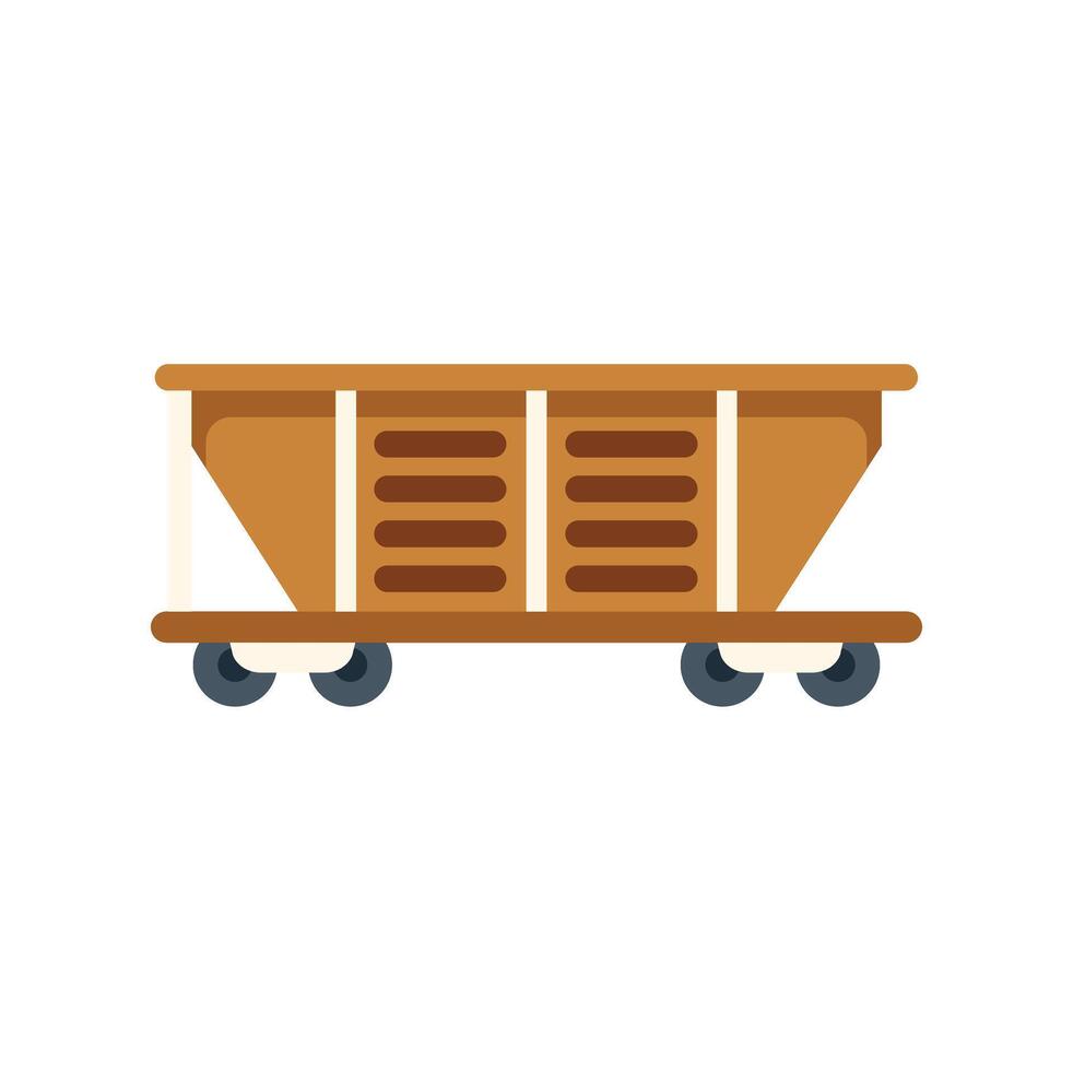 Empty mining cart standing on rails for coal transportation vector