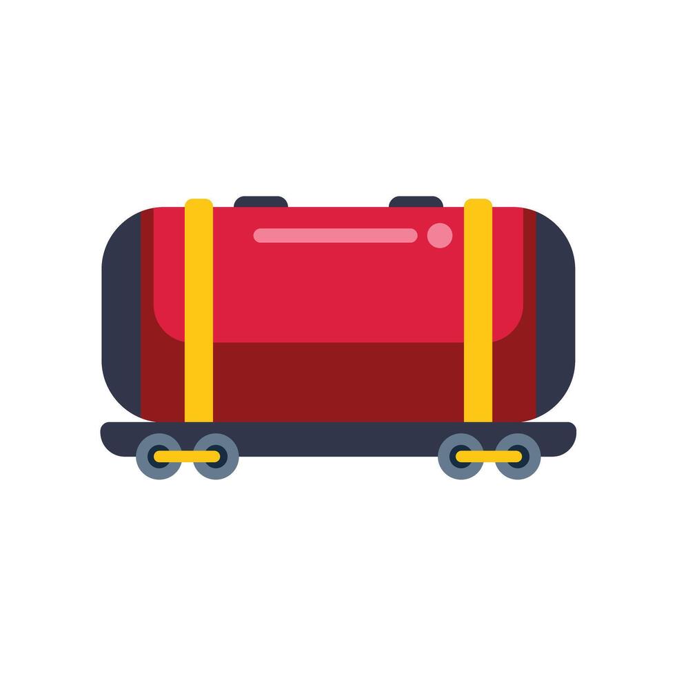 This illustration features a red tank wagon transporting cargo by rail vector