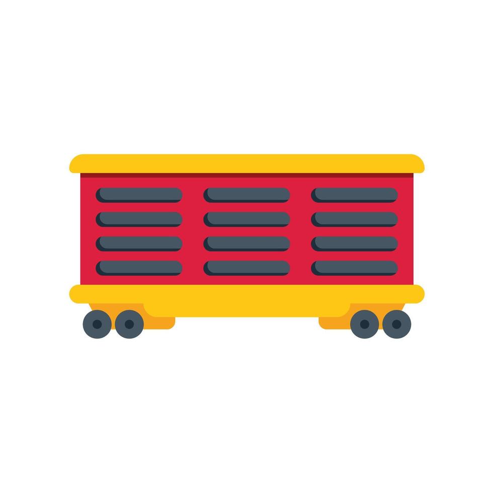 Red train wagon delivering cargo on railroad track vector