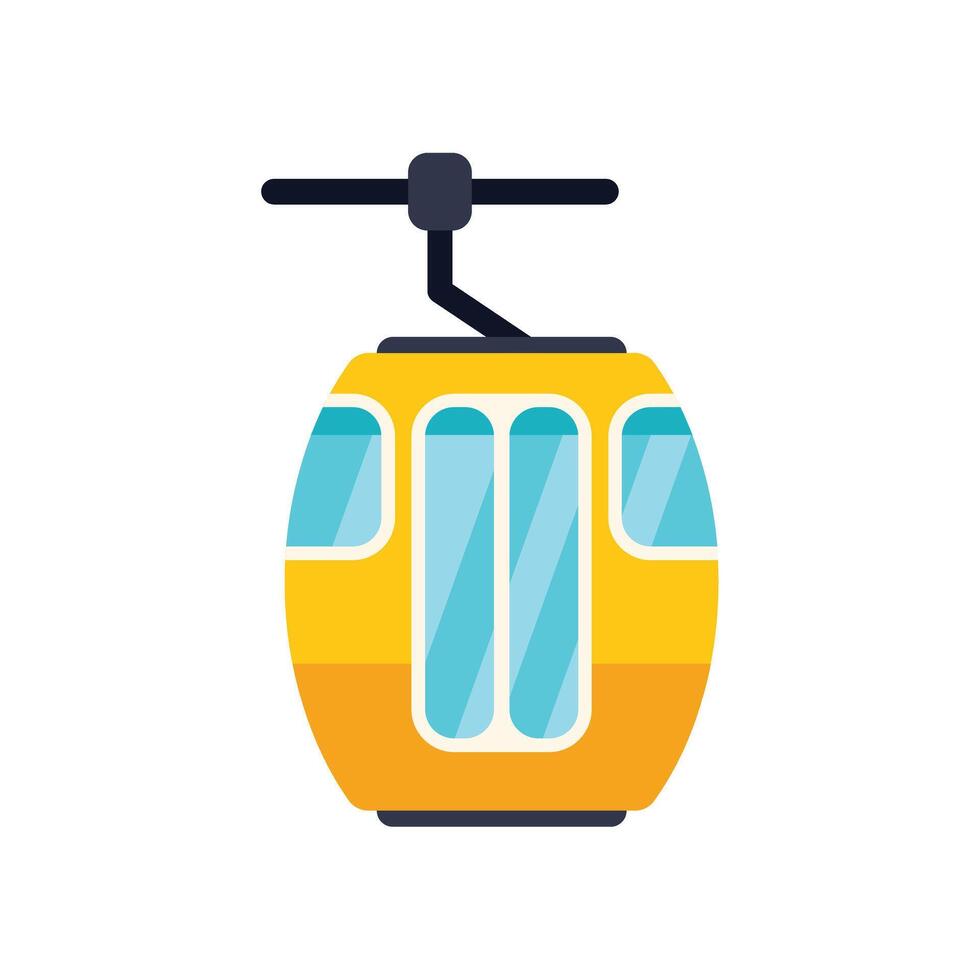 Yellow cable car moving upwards on white background vector