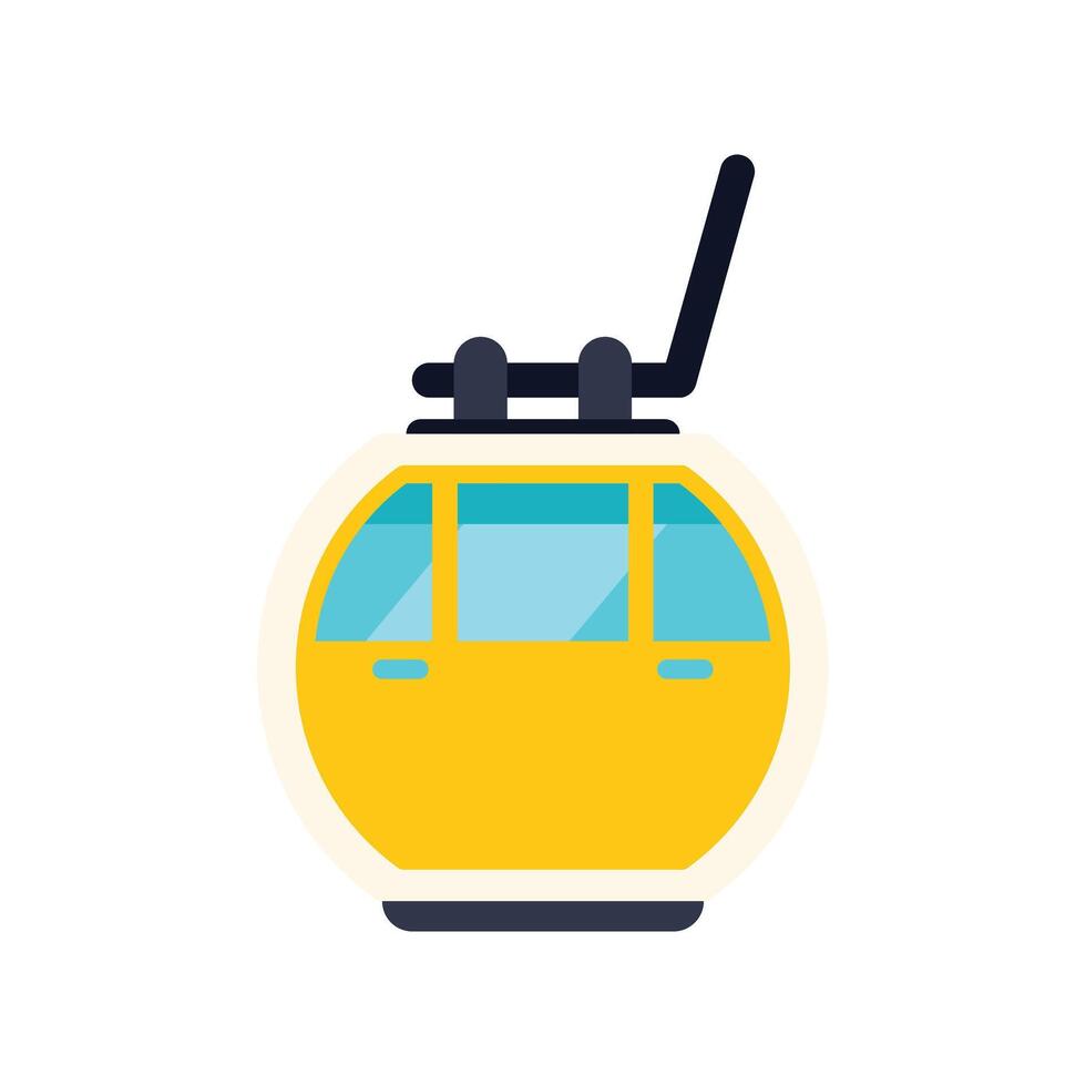 Yellow cable car moving along cableway on white background vector