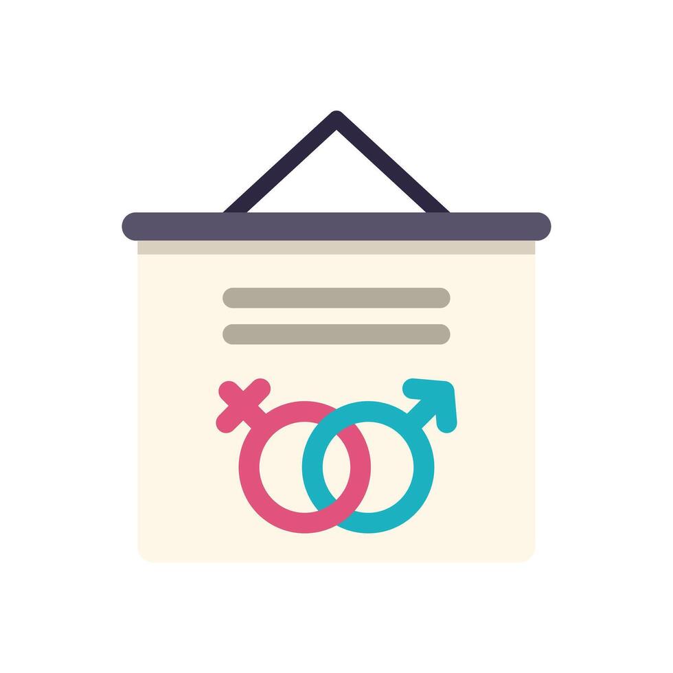 Presentation about gender equality, feminism, male and female symbols on whiteboard vector