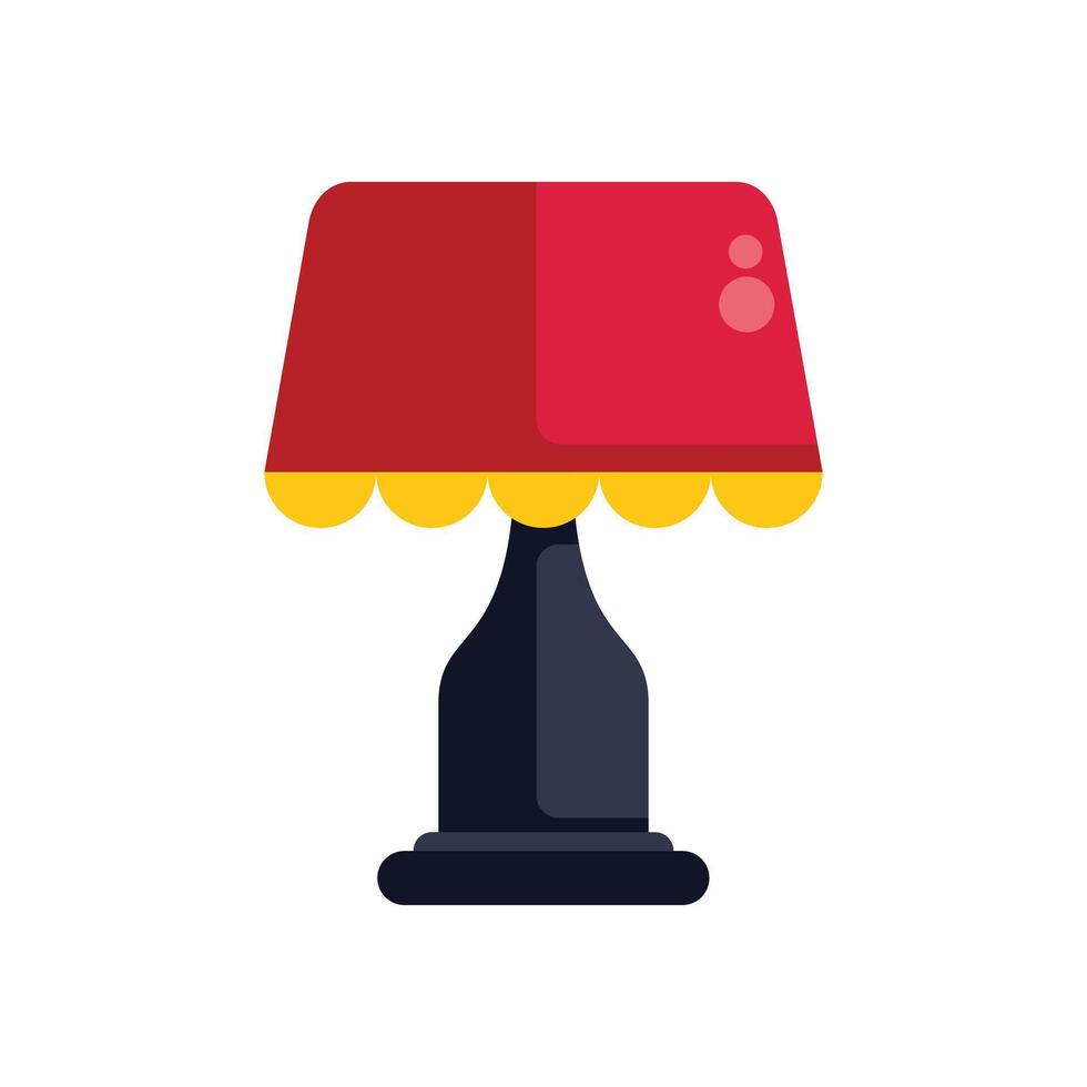 Red bedside lamp standing on the floor with the light turned off vector
