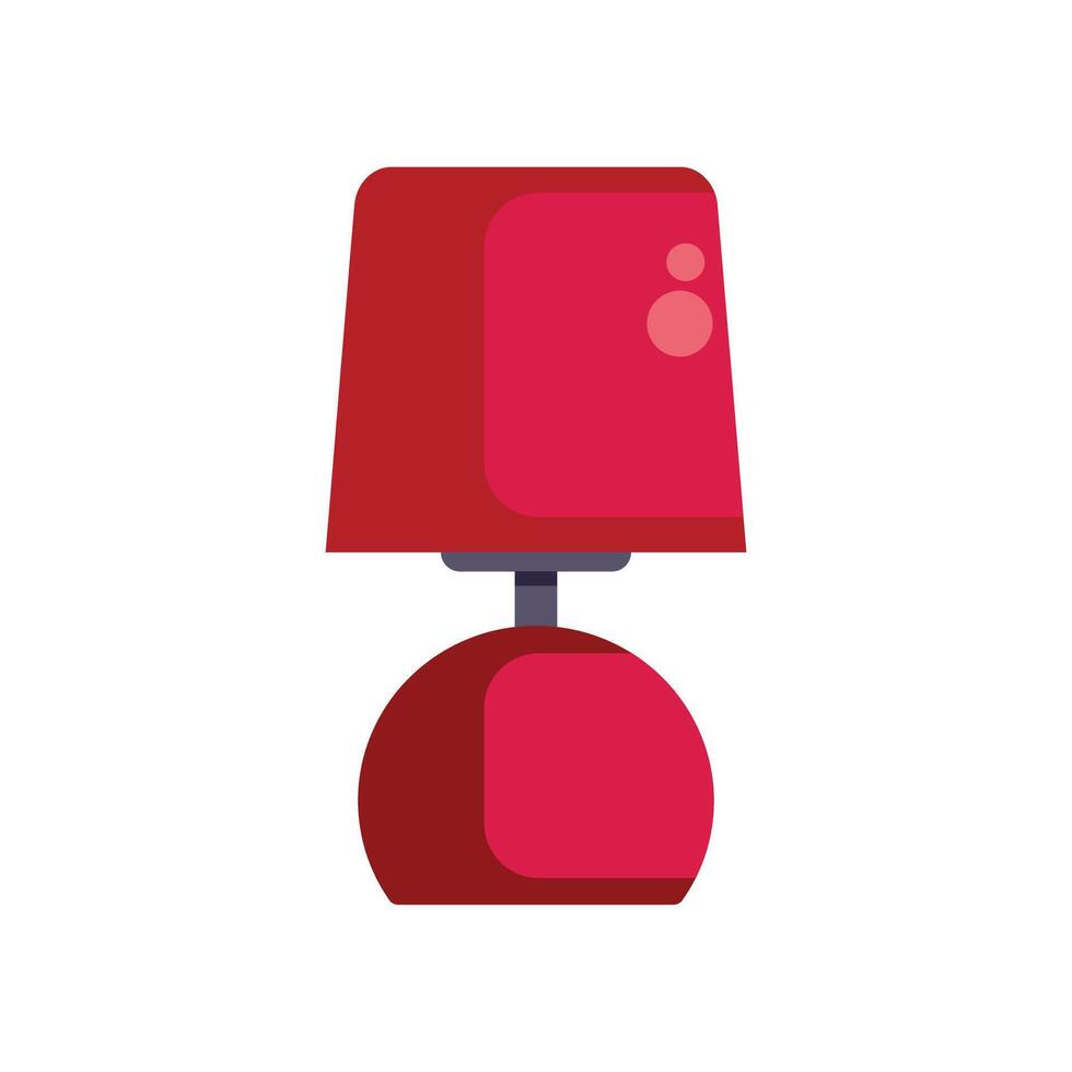 Red bedside lamp providing warm light for reading vector