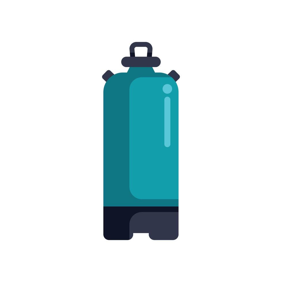 Green oxygen cylinder for diving standing upright vector