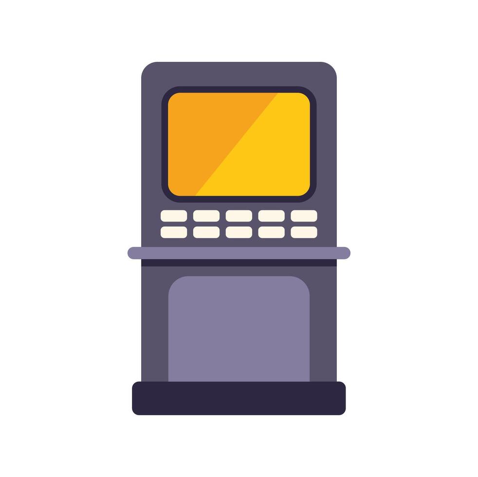 Retro arcade game showing empty golden screen interface vector