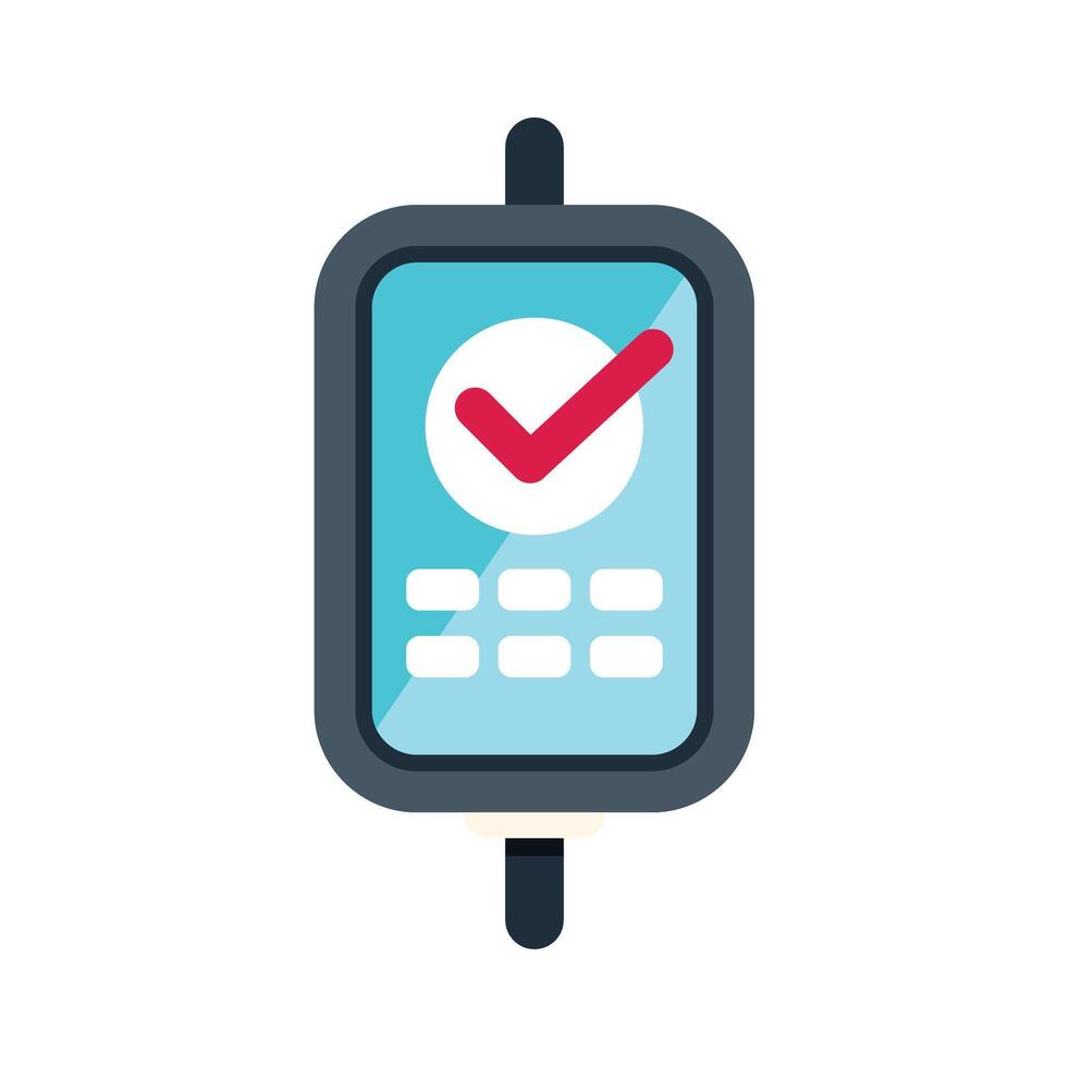 Smartphone showing validated transaction on screen vector