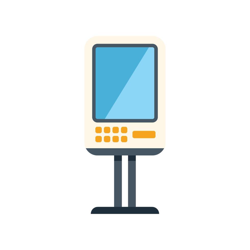 Payment terminal standing on metal stand displaying blank screen vector