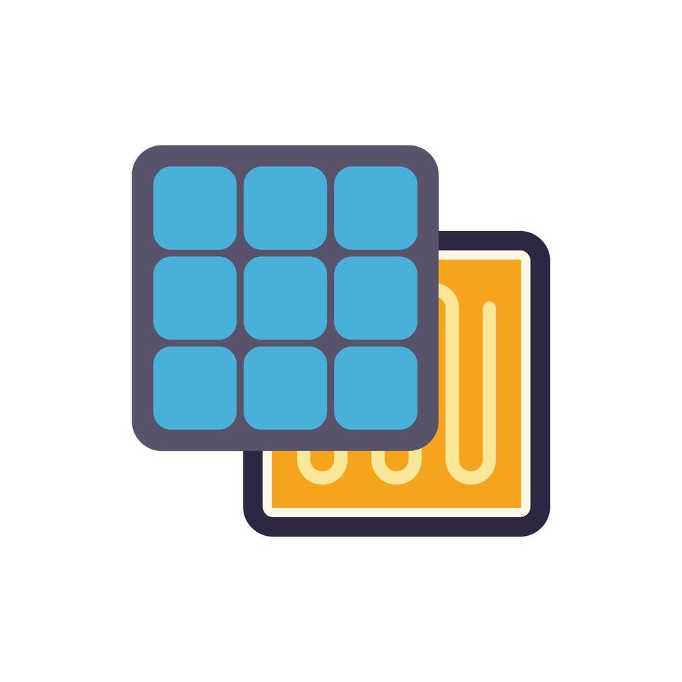 Solar panel generating electricity for underfloor heating system vector