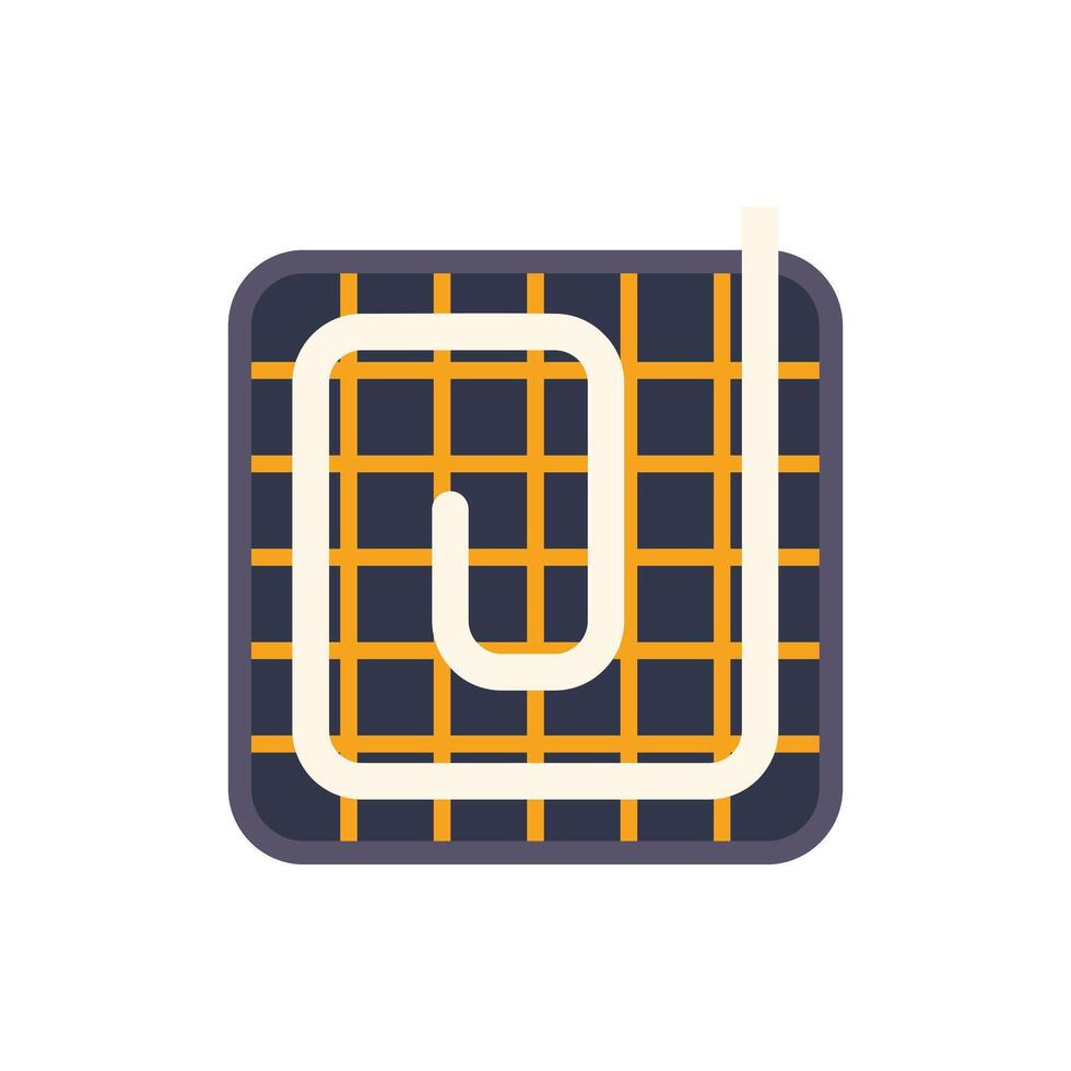 Underfloor heating system installation with pipes and a heating grid vector