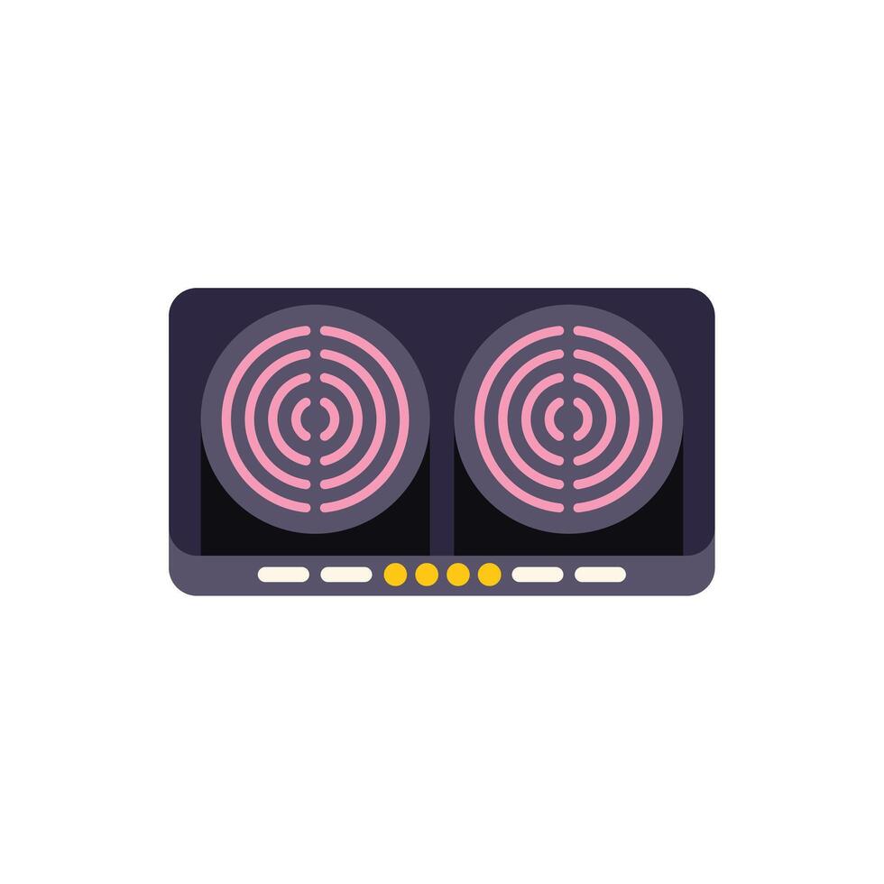 Modern electric stove top featuring two burners for cooking vector