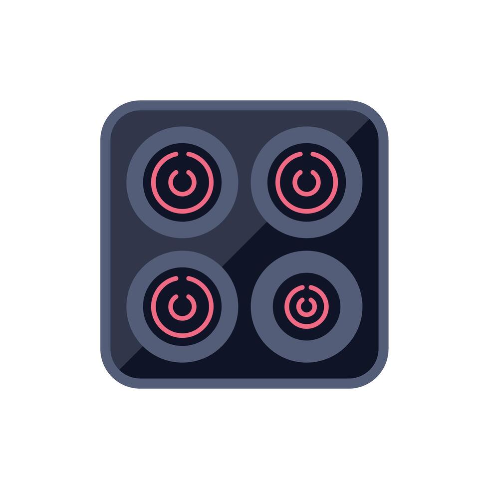 Modern induction cooktop with four burners for cooking vector