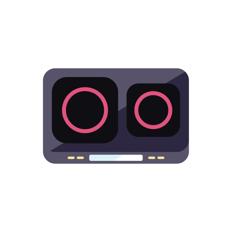 Modern induction cooktop showing two hot plates with control panel vector