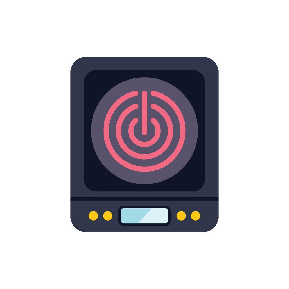 Modern induction cooker showing power on symbol displayed on white background vector
